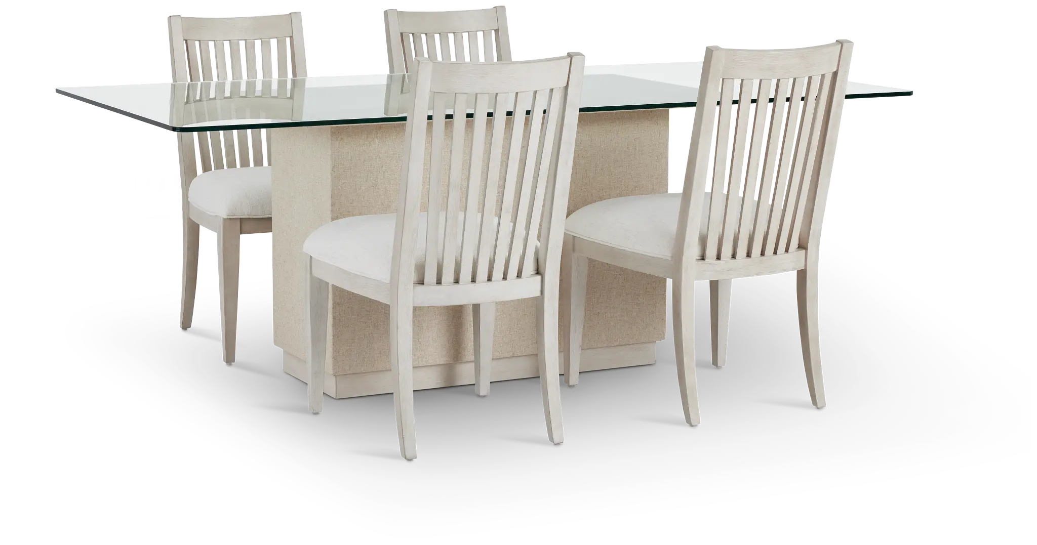 Marseilles Glass Rect Table & 4 Slat Chairs Marseilles Glass Rect Table & 4 Slat Chairs