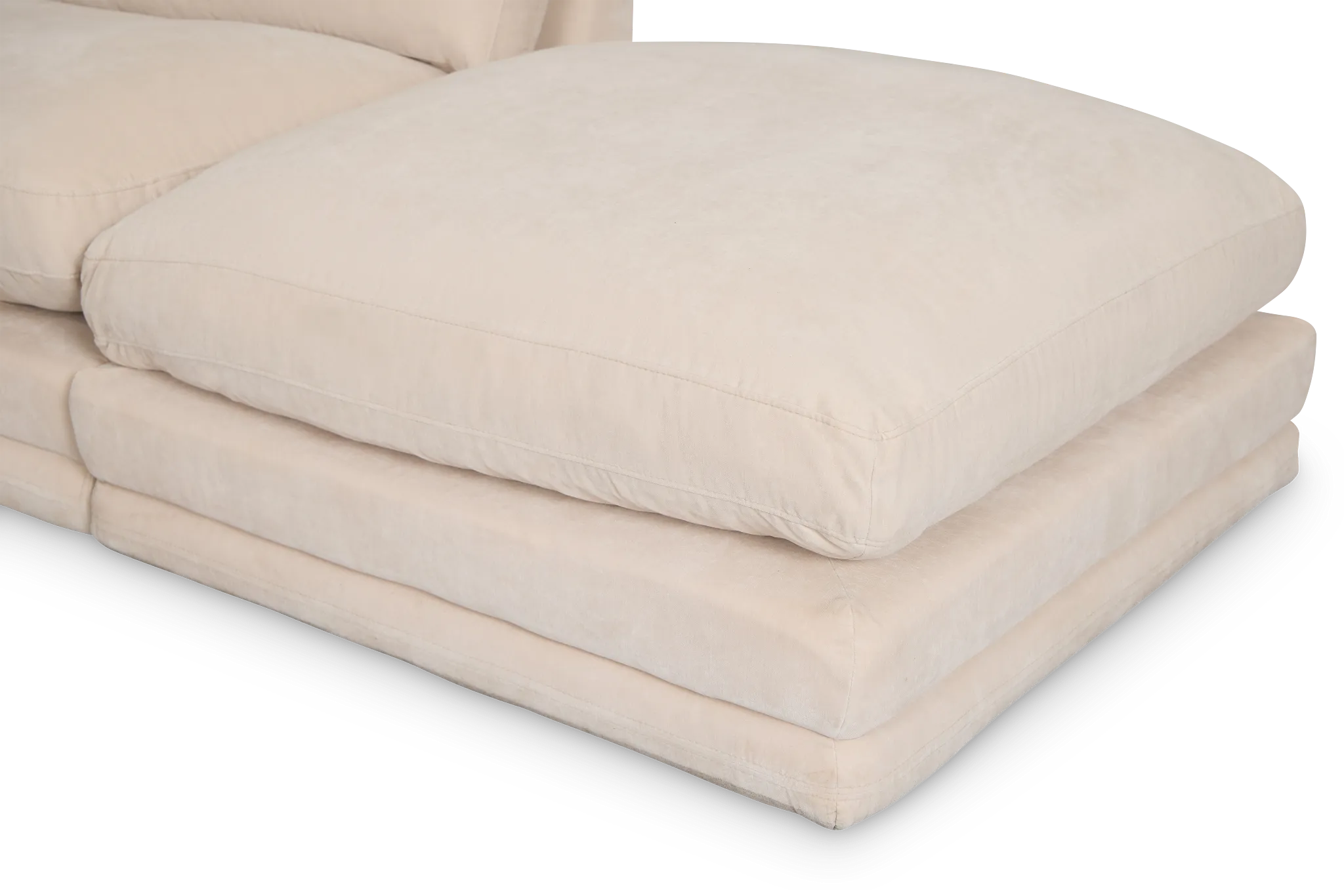 Jules Ivory Velvet 5-piece Right Facing Bumper Sectional