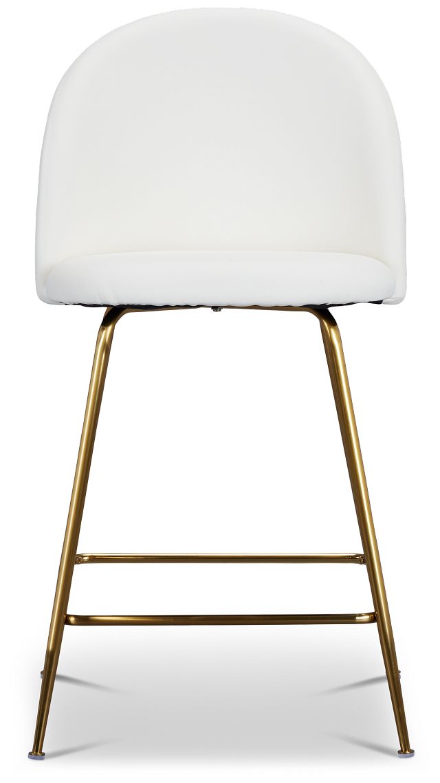 Capri Whitemicro Upholstered 24" Barstools W/gold Legs
