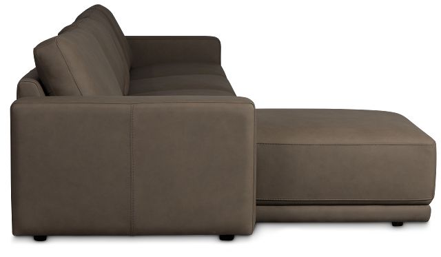 Kellan Dark Gray Leather Small Left Chaise Sectional