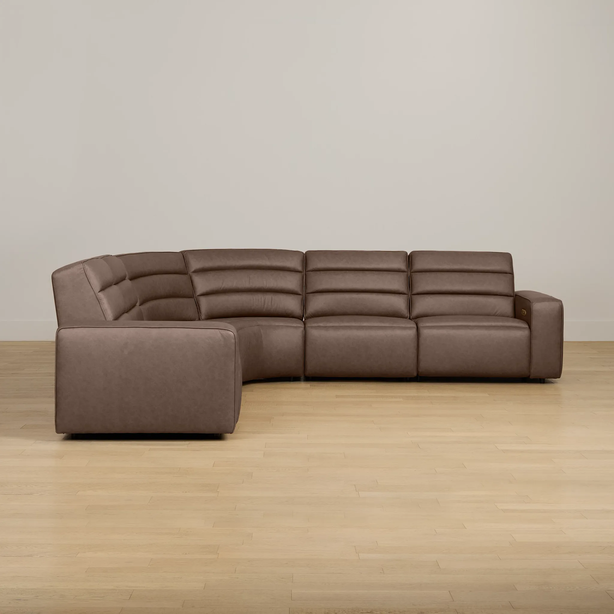 Sawyer Dark Brown Micro Small Triple Power Reclining Two-arm Sectional
