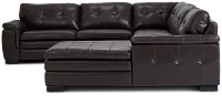 Braden Dark Brown Leather Medium Right Chaise Sectional