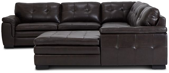 Braden Dark Brown Leather Medium Right Chaise Sectional