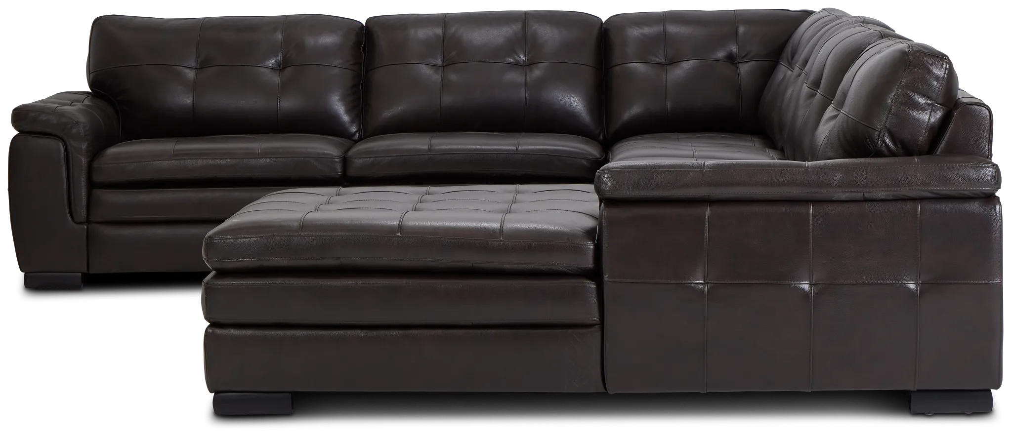 Braden Dark Brown Leather Medium Right Chaise Sectional