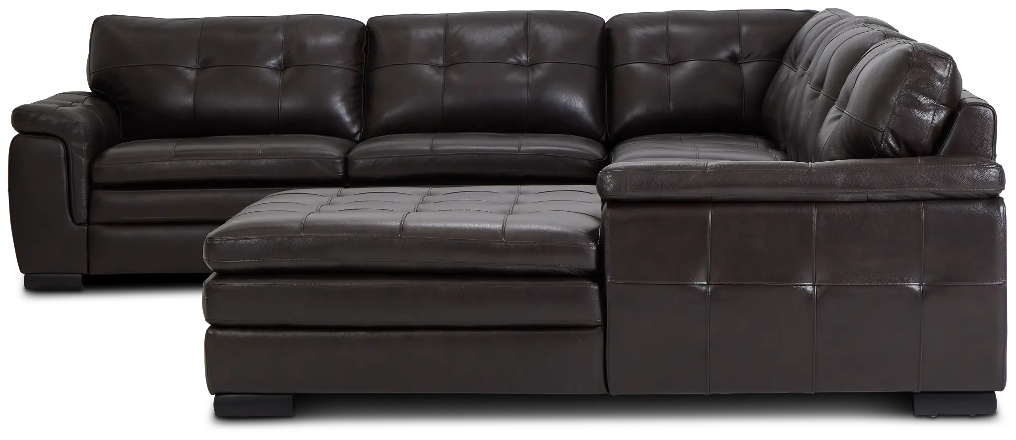 Braden Dark Brown Leather Medium Right Chaise Sectional Braden Dark Brown Leather Medium Right Chaise Sectional