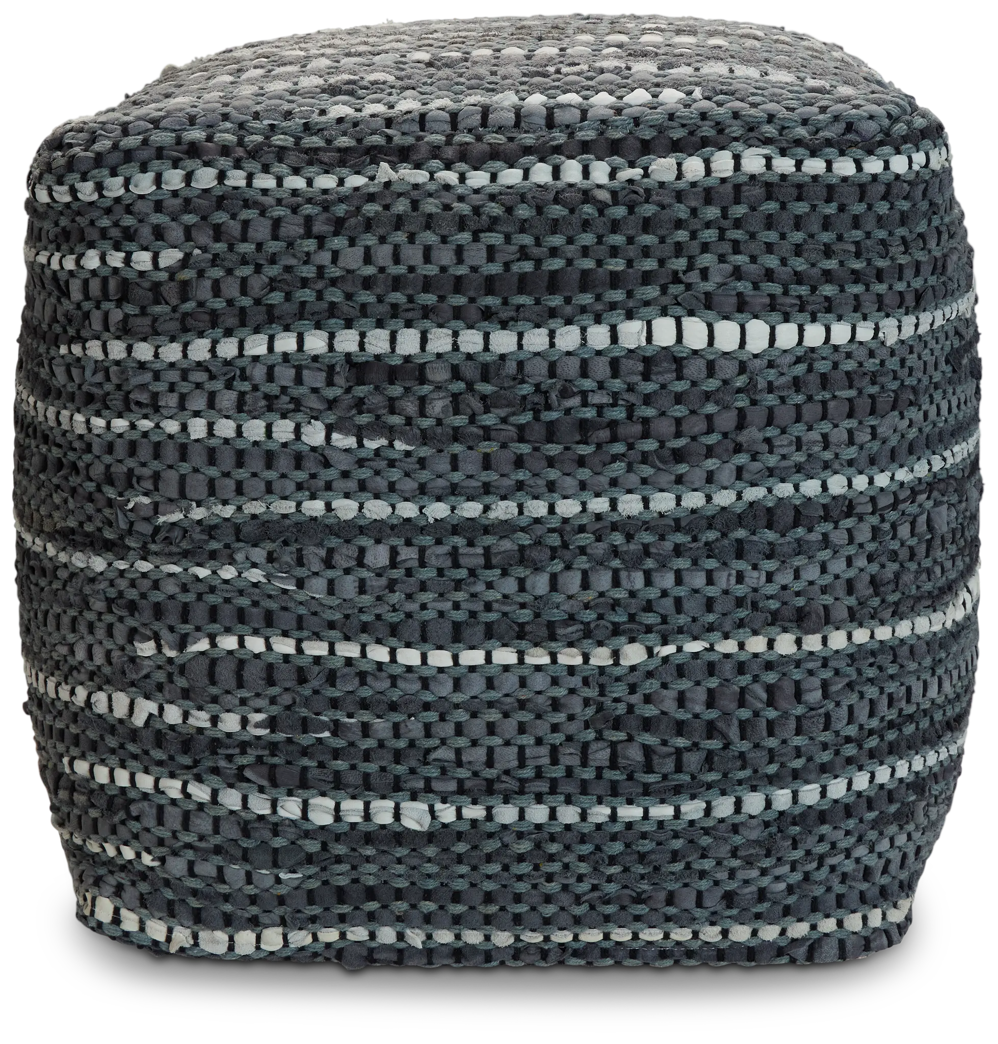 Darra Black Leather Accent Pouf Darra Black Leather Accent Pouf