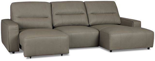 Rudy Gray Lthr/vinyl Right Power Extension Chaise Sectional