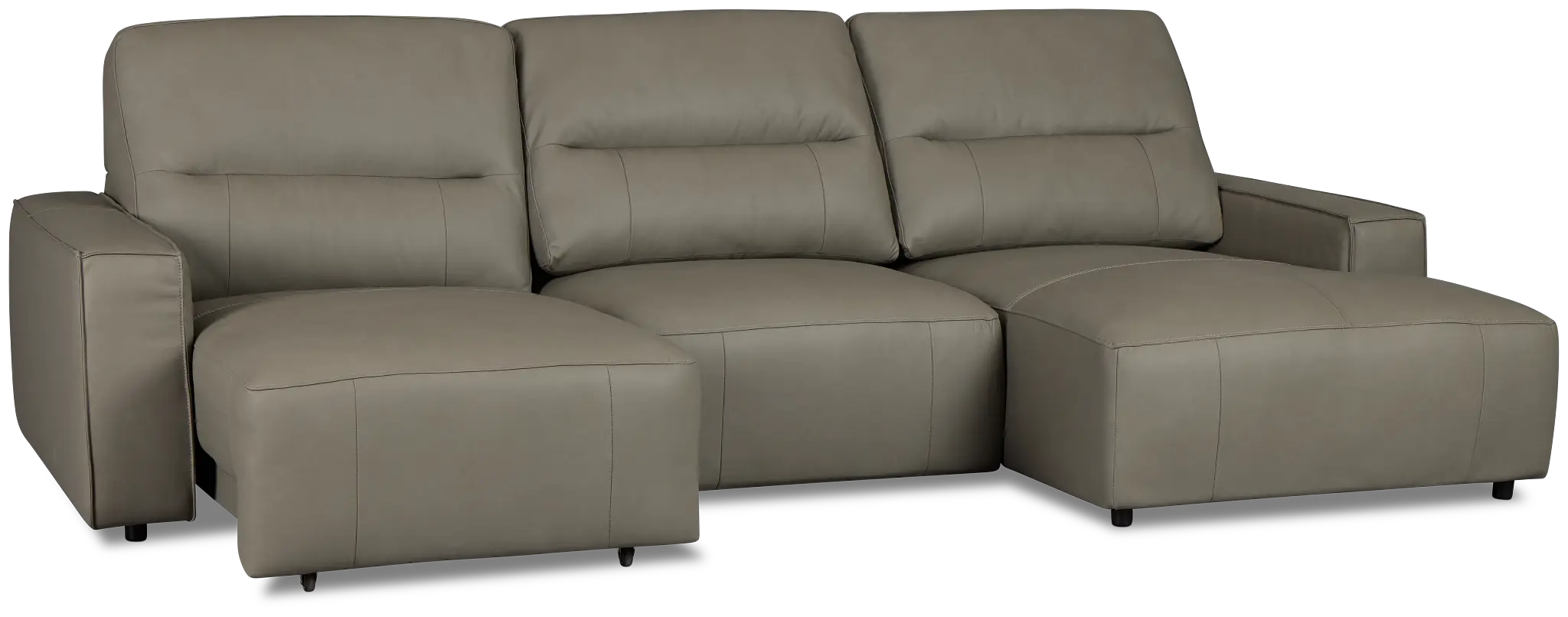 Rudy Gray Lthr/vinyl Right Power Extension Chaise Sectional Rudy Gray Lthr/vinyl Right Power Extension Chaise Sectional