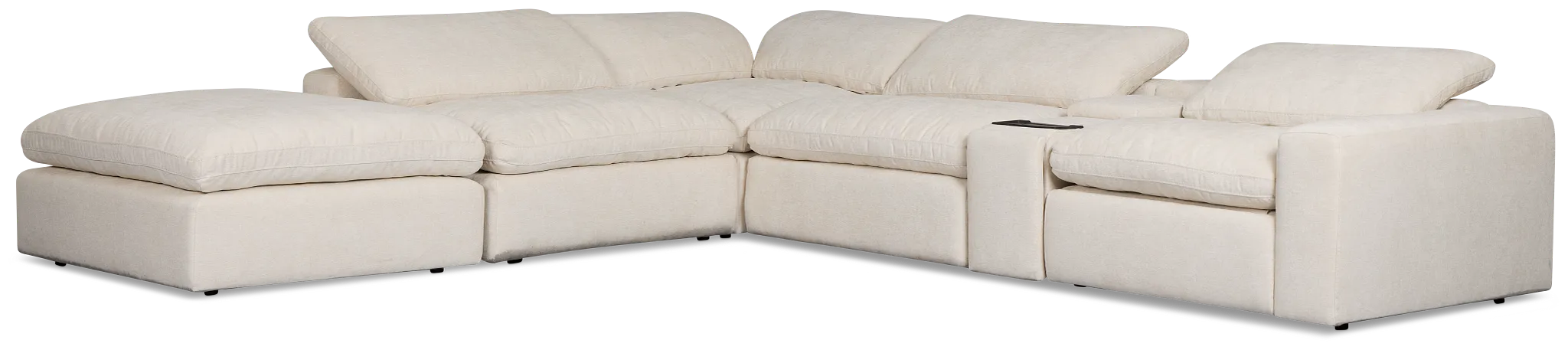 Drift Light Beige Fabric Large Left Bumper Power Reclining Sectional