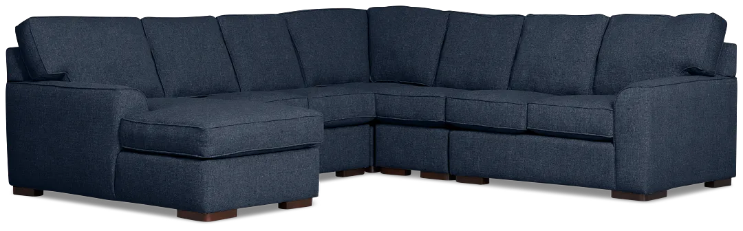 Sinclair Dark Blue Fabric Large Left Chaise Sectional