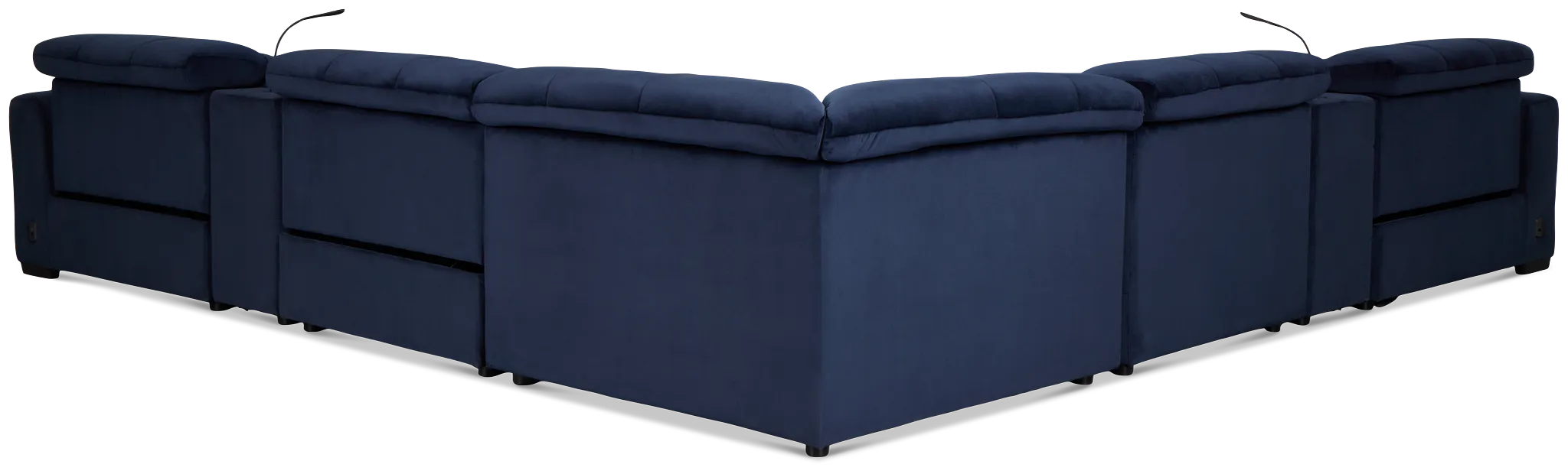 Gemma Navy Velvet Large Triple Power Reclining Two-arm Sectional