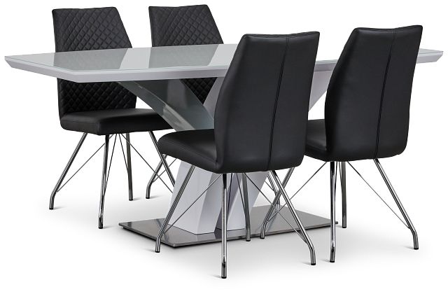 Lima Black Table & 4 Upholstered Chairs (3)