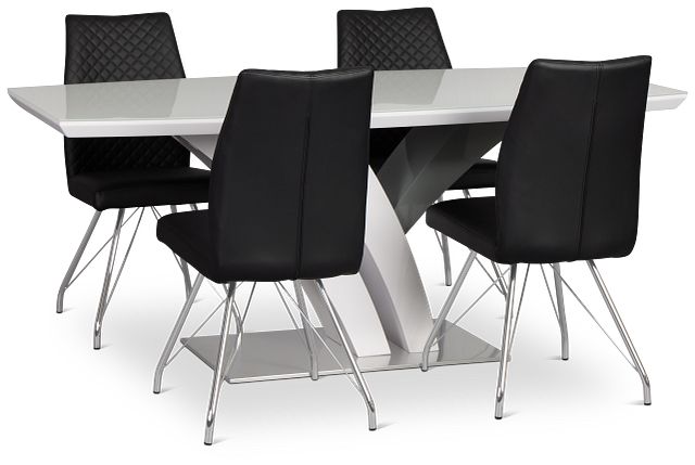 Lima Black Table & 4 Upholstered Chairs