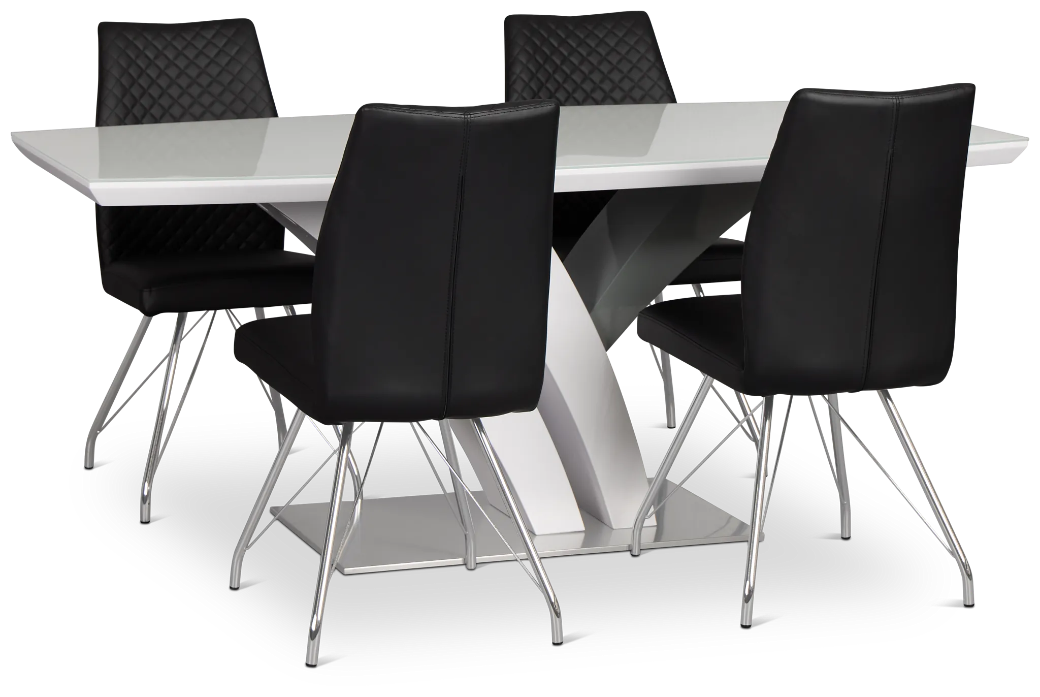 Lima Black Table & 4 Upholstered Chairs