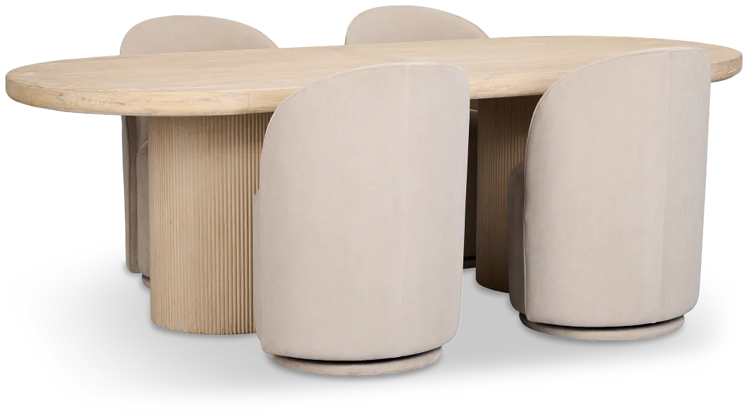 Clayton Light Tone Oval Table & 4 Upholstered Chairs