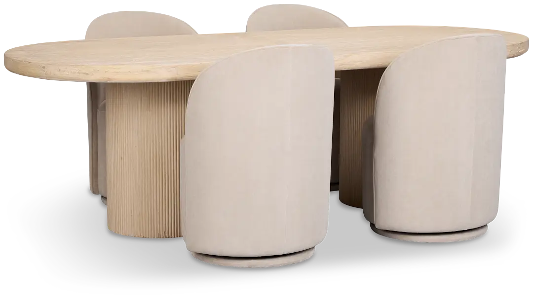 Clayton Light Tone Oval Table & 4 Upholstered Chairs Clayton Light Tone Oval Table & 4 Upholstered Chairs