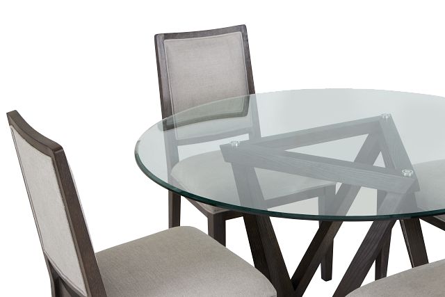 Tribeca Dark Tone Glass Table & 4 Wood Chairs (5)