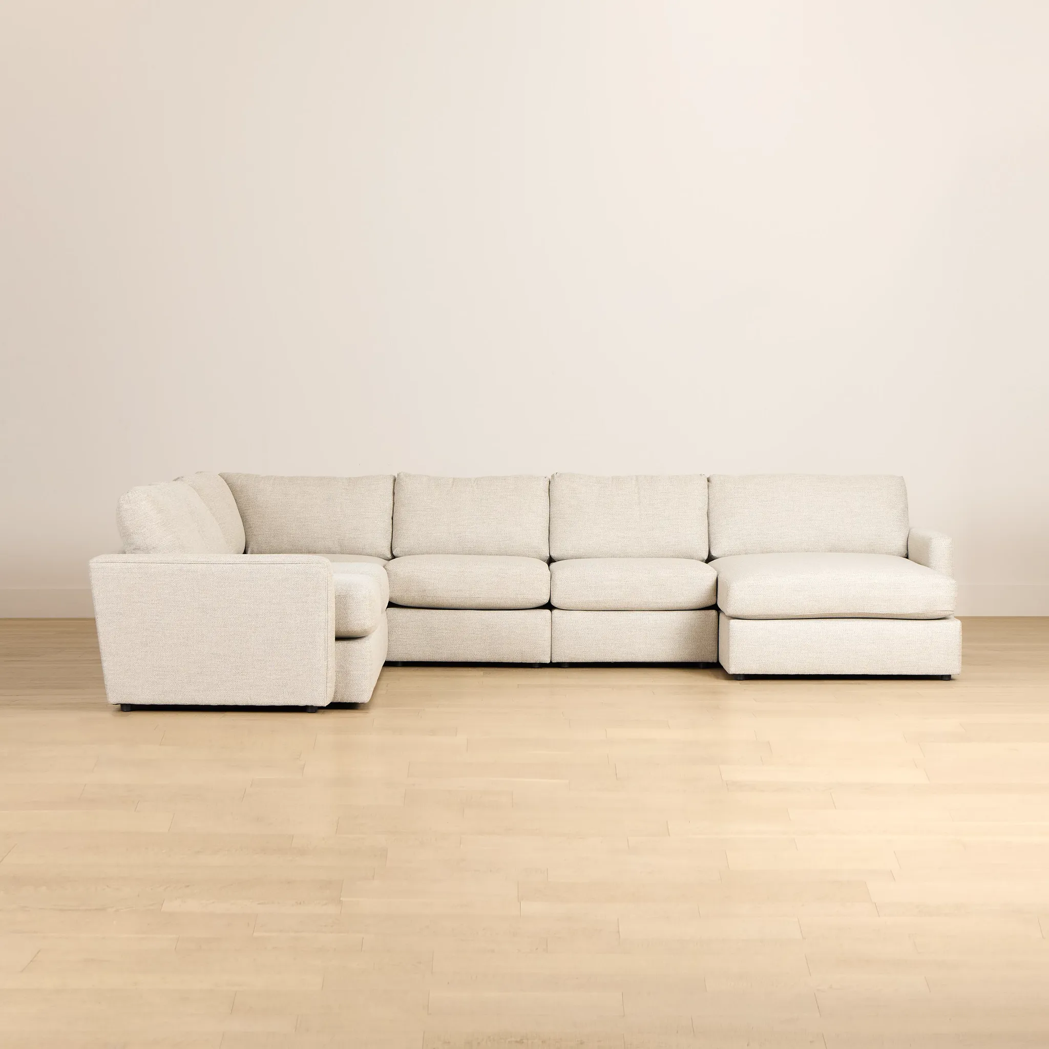 Maxwell Light Gray Fabric Large Right Chaise Sectional