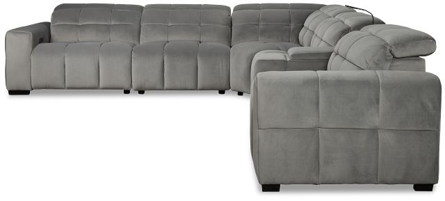 Gemma Light Gray Velvet Medium Dual Power 2-arm Reclining Sectional