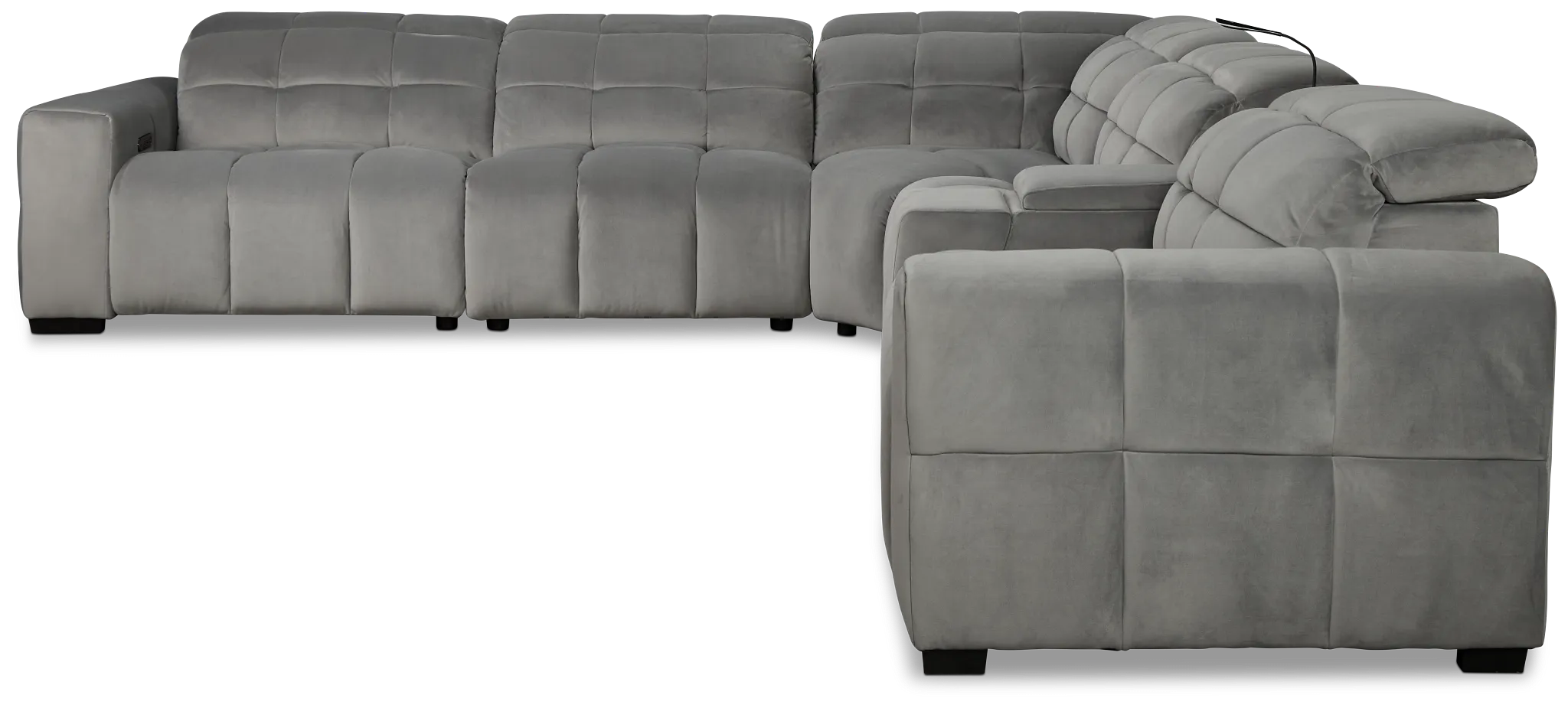 Gemma Light Gray Velvet Medium Dual Power 2-arm Reclining Sectional