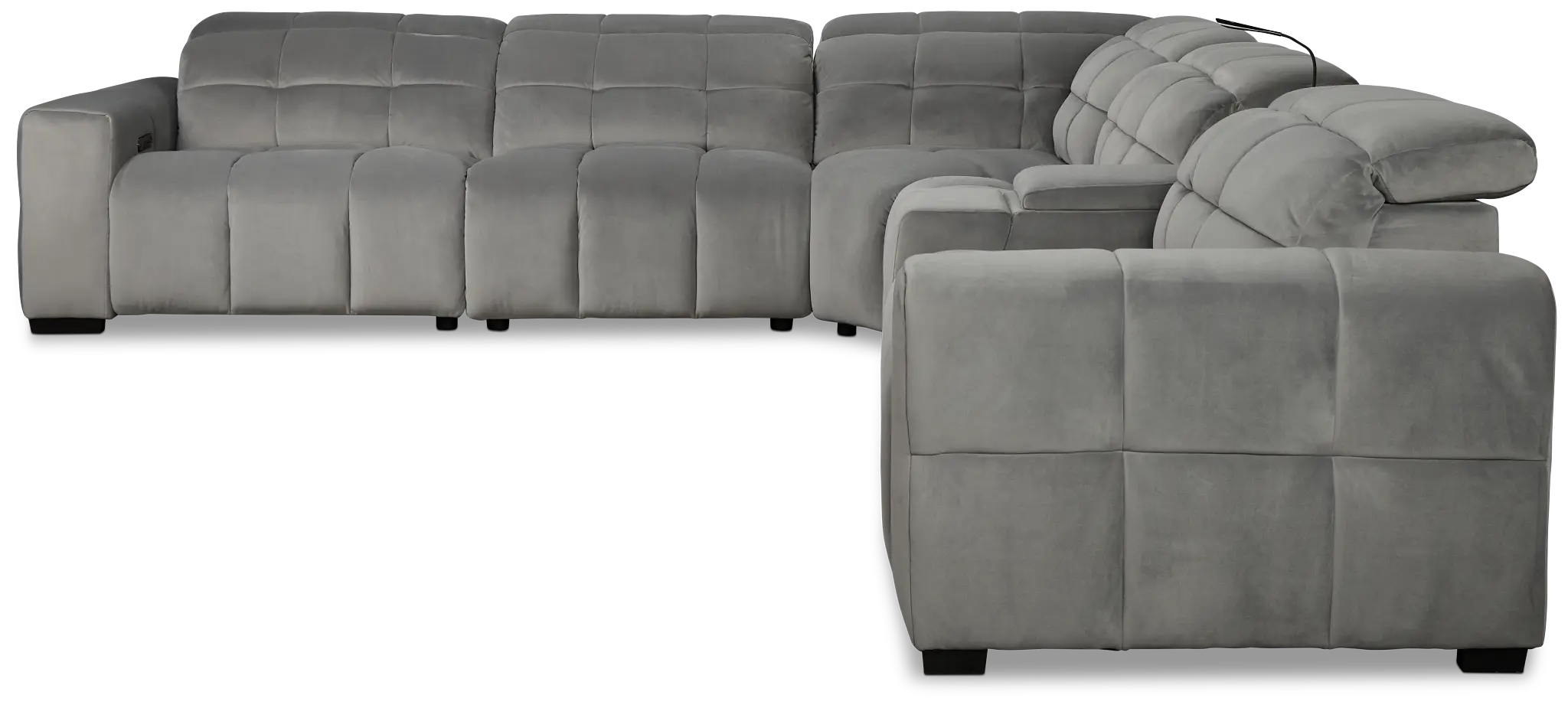 Gemma Light Gray Velvet Medium Dual Power 2-arm Reclining Sectional Gemma Light Gray Velvet Medium Dual Power 2-arm Reclining Sectional