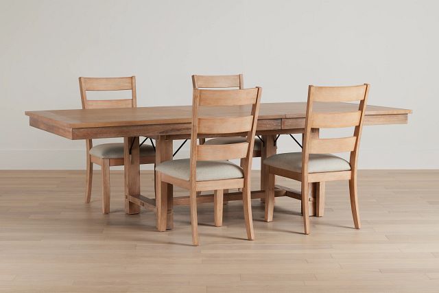 Park City Light Tone Rectangular Table & 4 Wood Chairs