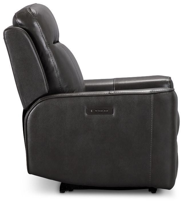 Benji Dark Gray Lthr/vinyl Zero Gravity Power Recliner W/headrest