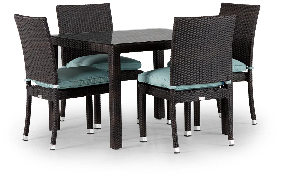 Zen Teal 40" Square Table & 4 Chairs