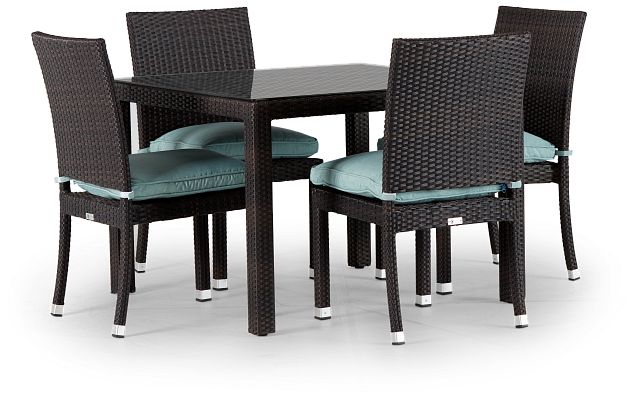 Zen Teal 40" Square Table & 4 Chairs