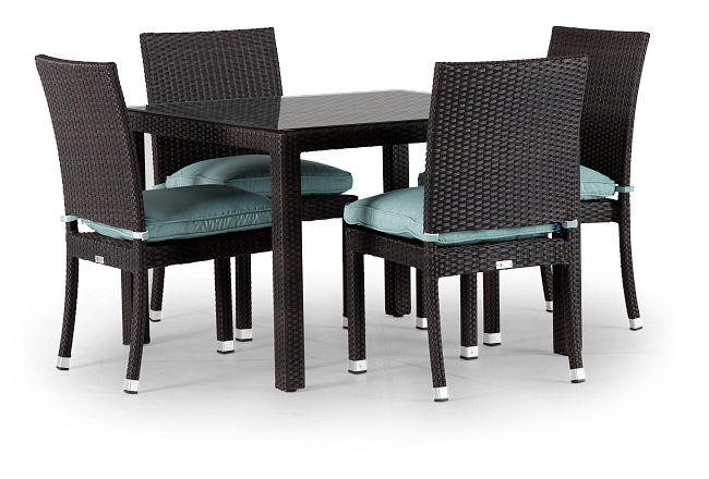 Zen Teal 40" Square Table & 4 Chairs