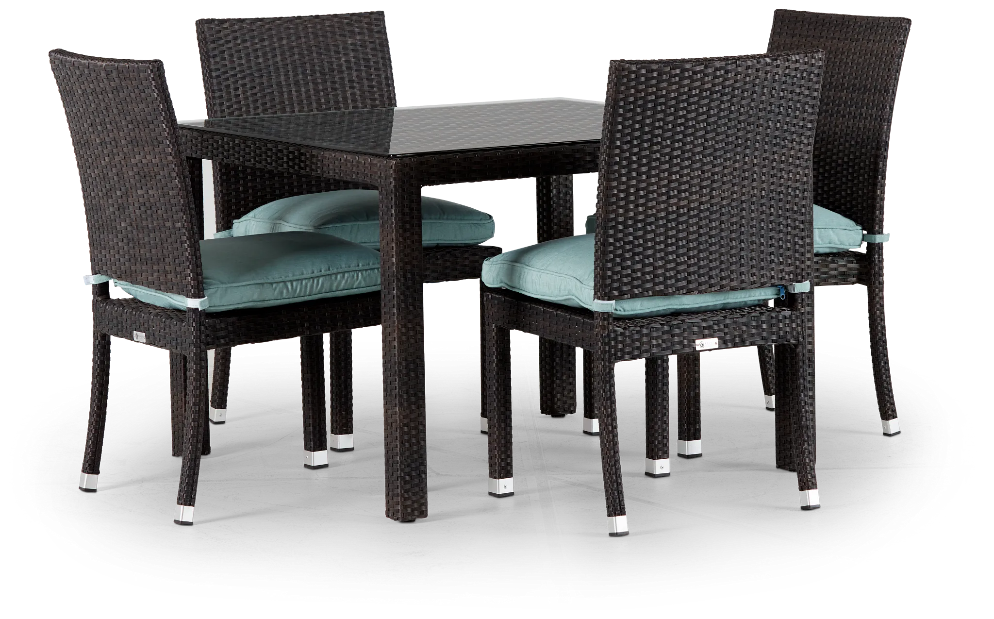 Zen Teal 40" Square Table & 4 Chairs