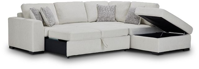 Blakely White Fabric Small Right Bumper Sleeper Sectional