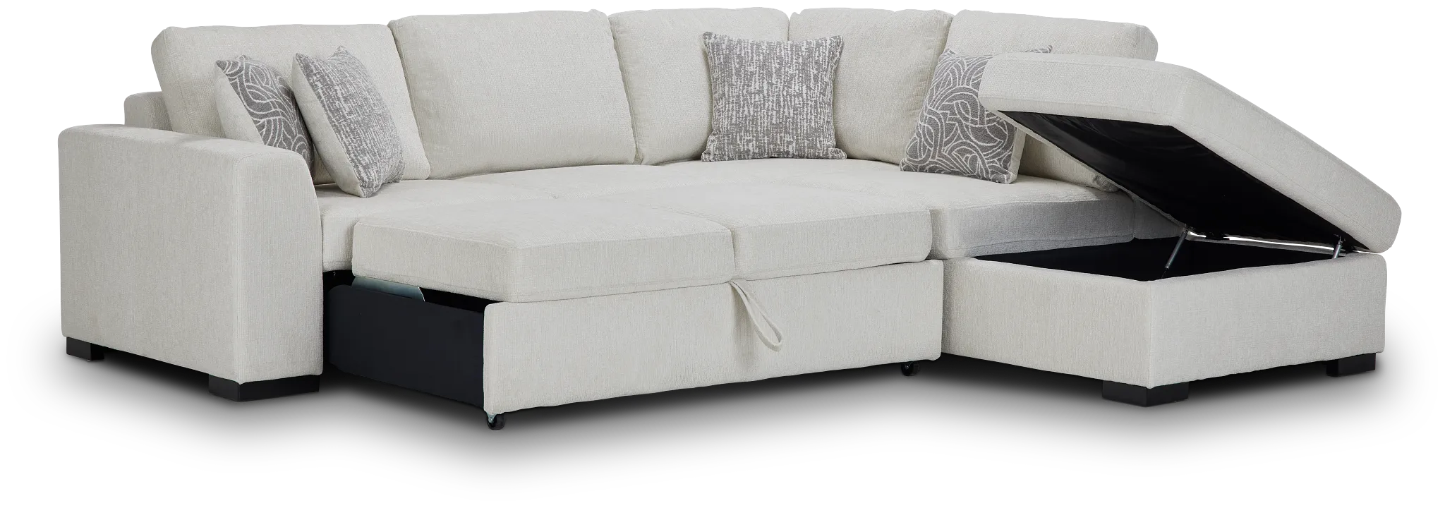 Blakely White Fabric Small Right Bumper Sleeper Sectional