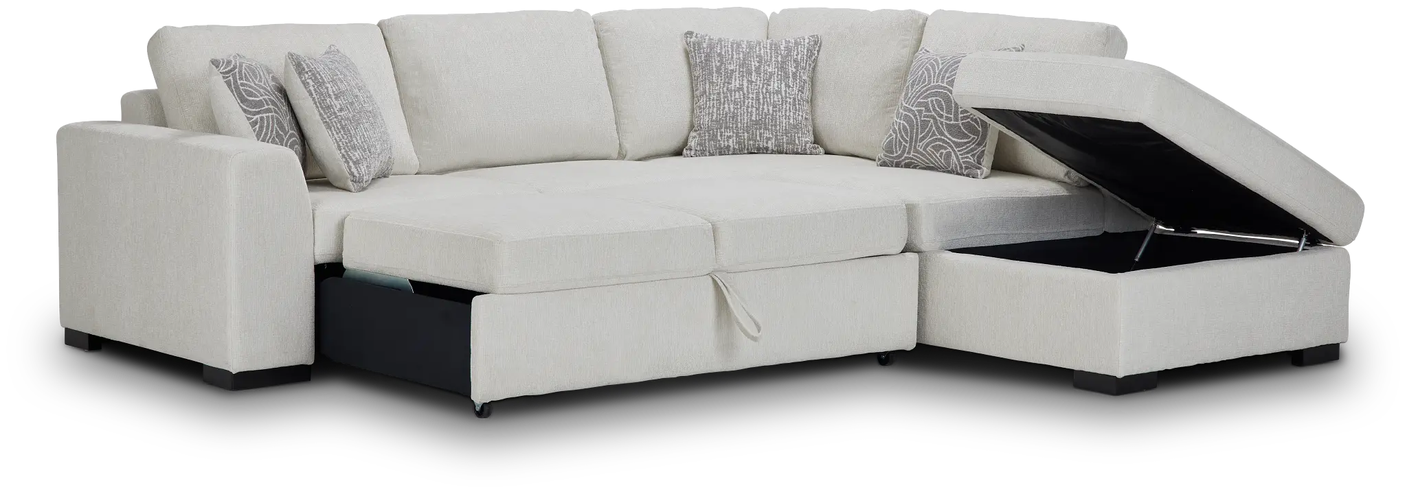 Blakely White Fabric Small Right Bumper Sleeper Sectional Blakely White Fabric Small Right Bumper Sleeper Sectional