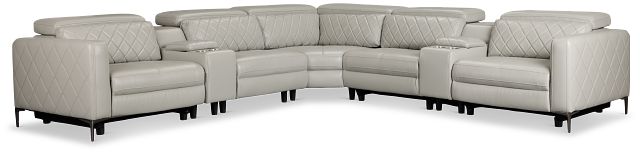 Ava Light Gray Micro Large Triple Power Reclining Two-arm Sectional