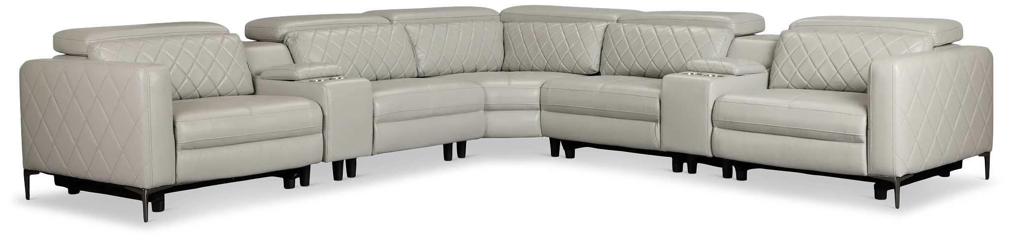 Ava Light Gray Micro Large Triple Power Reclining Two-arm Sectional