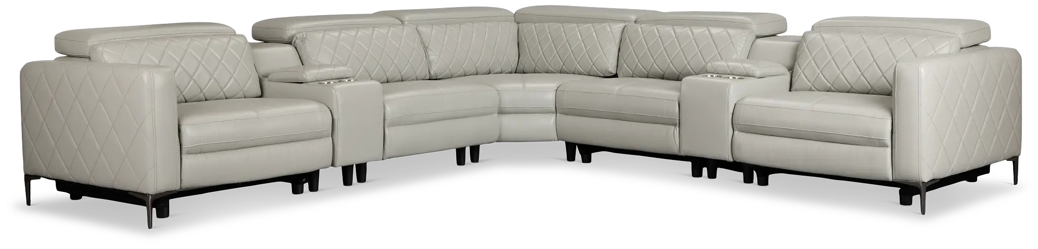 Ava Light Gray Micro Large Triple Power Reclining Two-arm Sectional Ava Light Gray Micro Large Triple Power Reclining Two-arm Sectional