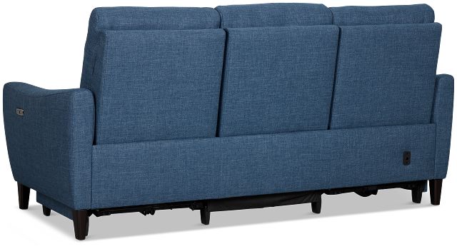 Keaton Blue Fabric Power Reclining Sofa W/ Power Headrest