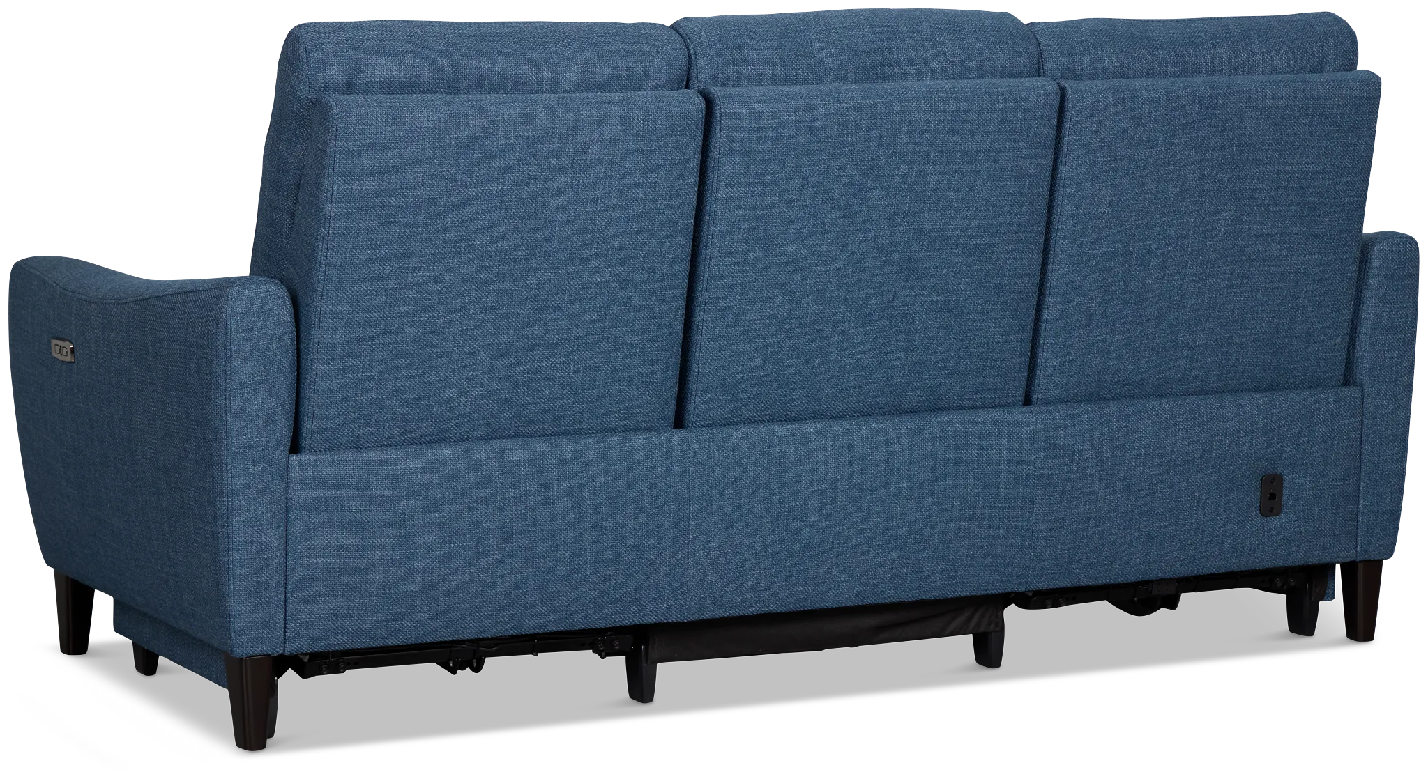 Keaton Blue Fabric Power Reclining Sofa W/ Power Headrest