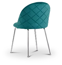 Capri Dark Teal Velvet Upholstered Side Chair W/ Chrome Legs