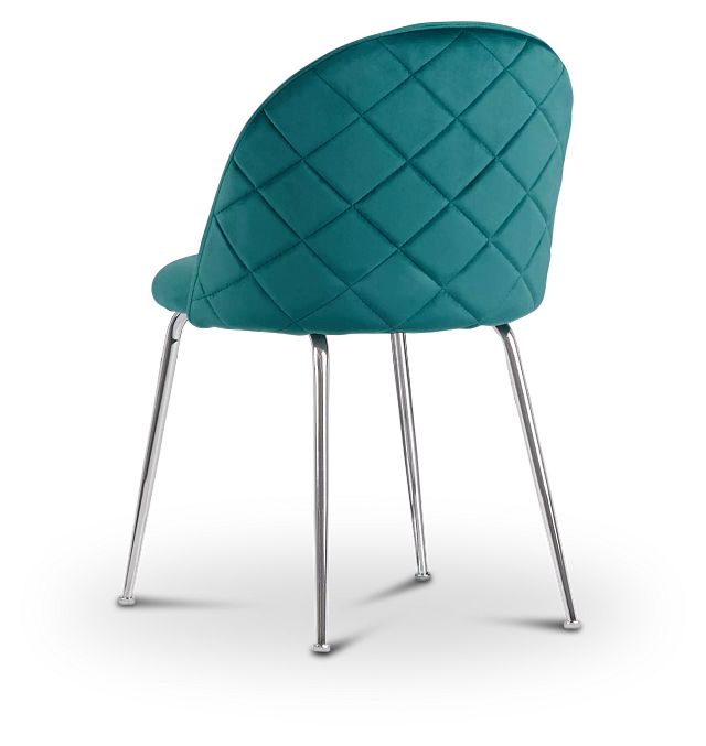 Capri Dark Teal Upholstered Side Chair W/ Chrome Legs (4)