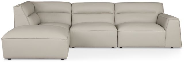 Blanca Gray Leather 4-piece Bumper Sectional