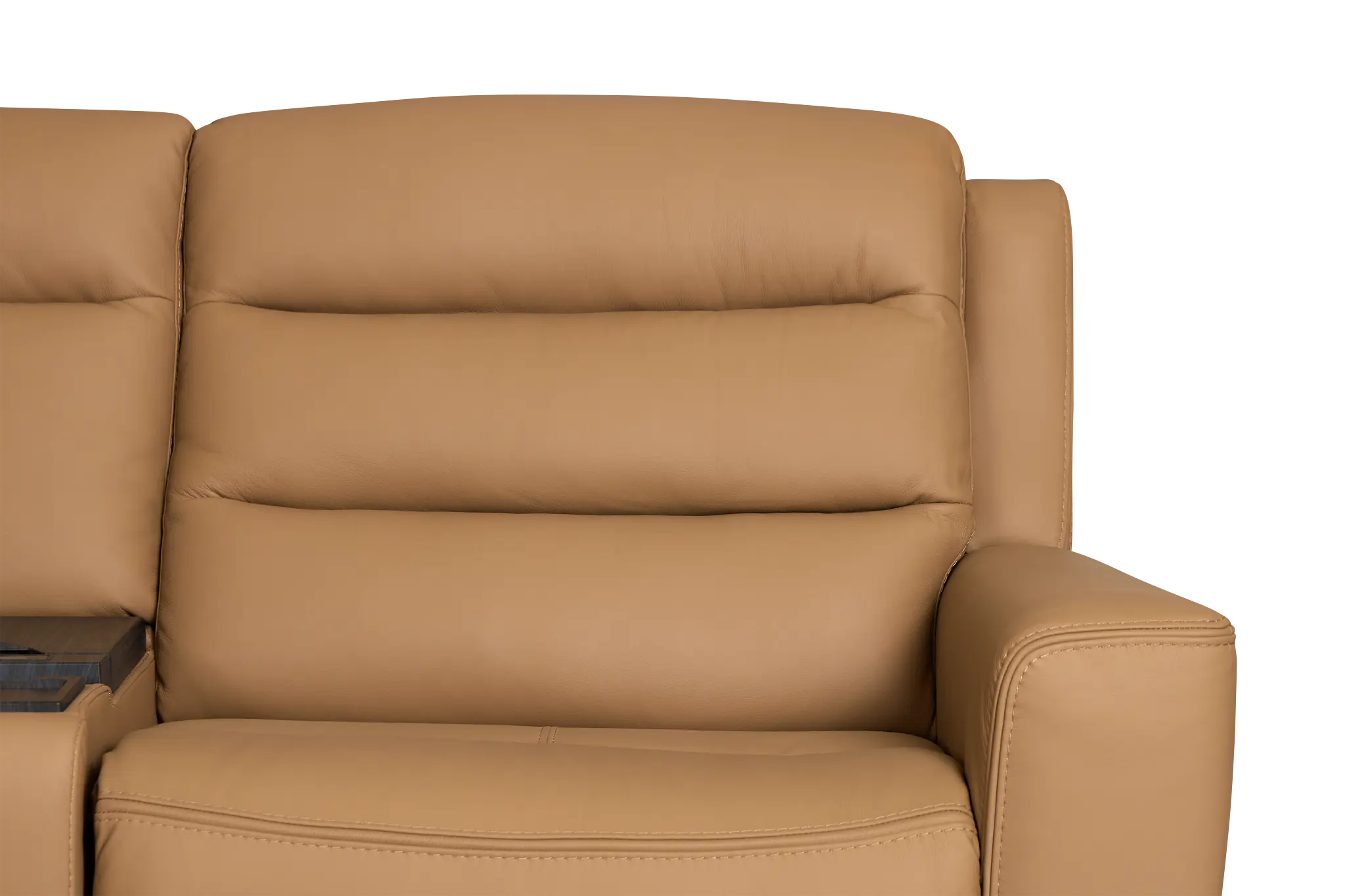 Wilder Brown Leather Large Tri Power Sectional W/refrigerated Console Wilder Brown Leather Large Tri Power Sectional W/refrigerated Console