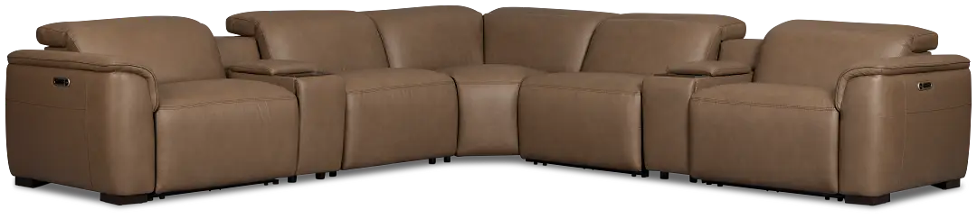 Flexsteel Brodie Dark Brown Lthr/vinyl Large Triple Power Reclining Two-arm Sectional Flexsteel Brodie Dark Brown Lthr/vinyl Large Triple Power Reclining Two-arm Sectional