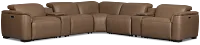 Flexsteel Brodie Dark Brown Lthr/vinyl Large Triple Power Reclining Two-arm Sectional