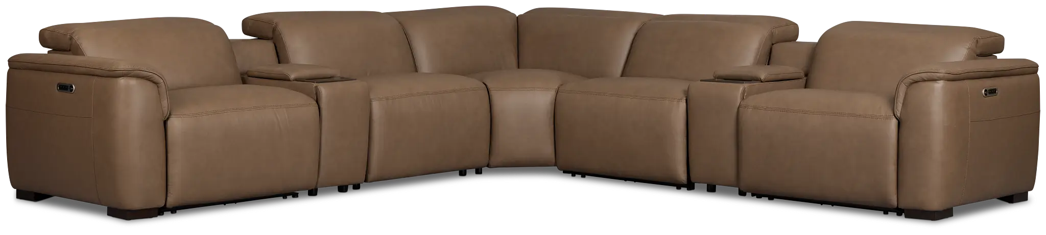 Flexsteel Brodie Dark Brown Lthr/vinyl Large Triple Power Reclining Two-arm Sectional Flexsteel Brodie Dark Brown Lthr/vinyl Large Triple Power Reclining Two-arm Sectional