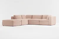 Destin Joya Light Pink Velvet 5pc Bumper Sectional