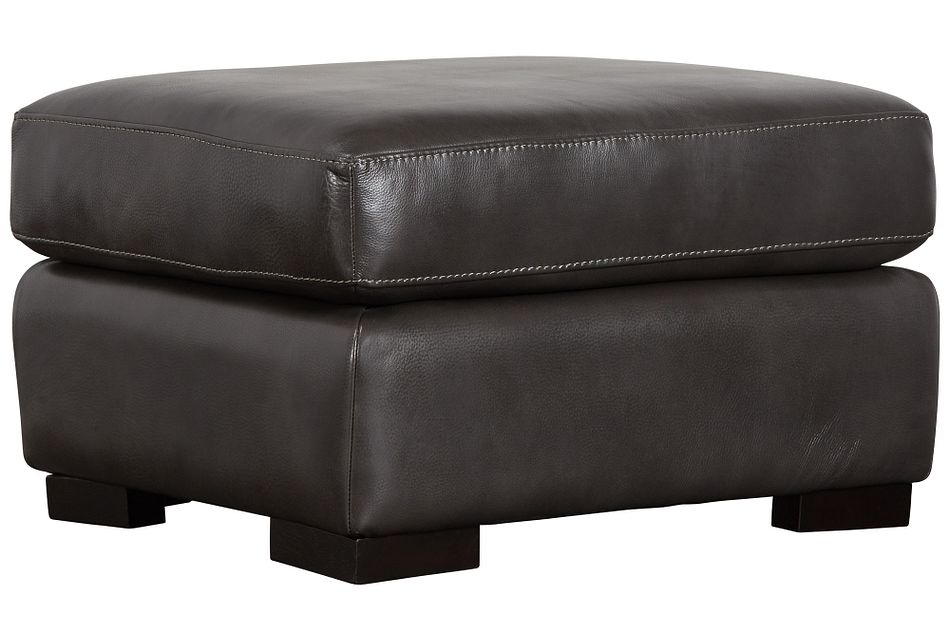Germaine Dark Gray Leather Ottoman Living Room Ottomans City Furniture