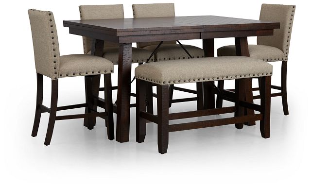 Jax Beige High Table, 4 Barstools & High Bench (3)
