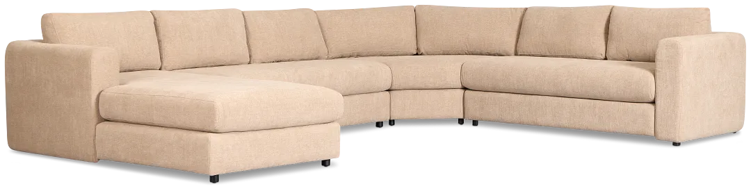 Alma Taupe Fabric Medium Left Chaise Wedge Sectional